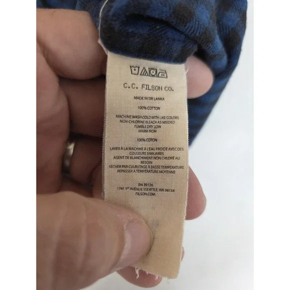 Filson Shirt Mens XL Blue Check Flannel Long Sleeve Button Front Cotton Casual - Picture 4 of 10